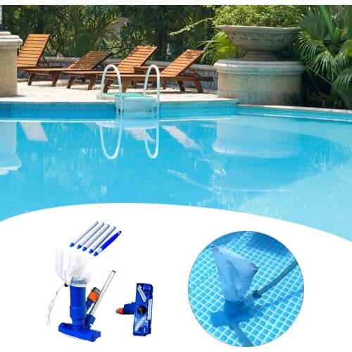 Swimming Pool Cleaning Kit Vacuum Cleaner Suction Head with Brushes Extendable Rod Mesh Bag