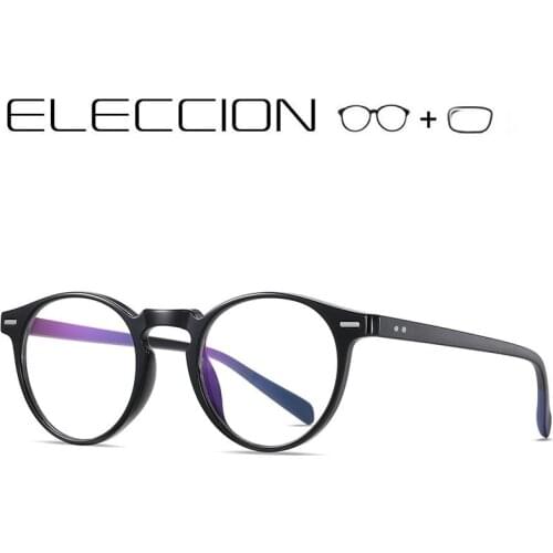 ELECCION Round Frame Prescription Eye Glasses With Aspheric Lens Myopia Optical Progressive Anti Blue Light Photochromic Lenses