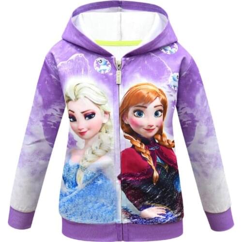Disney Girls Coat Elsa Anna Sweatshirt For Girls Printing Kid Clothes Toddler Girls Outerwear Children Clothing