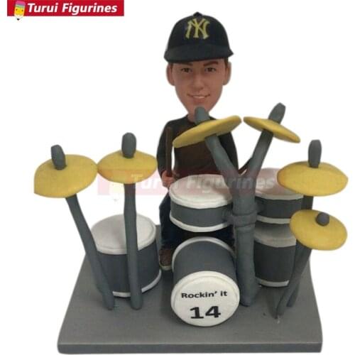 Personalized Drummer Bobble Head Drummer Boyfriend Gift Husband Gift Son Gift Drummer Birthday Cake Topper Fathers Day Gift Dru