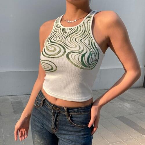 Paisley Hot Camis y2k Retro Crop Top Knitted Corset Top Women Sleeveless Tank Top Fashion Streetwear Summer Sweats 90s