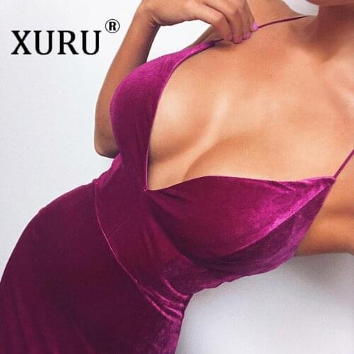 XURU Sling Large V-neck Bag Hip Dress Europe and America Sexy Halter Breast Enhancement Wrapped Pencil Dress