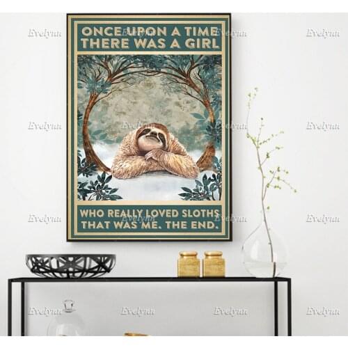 Girl Who Really Loved Sloths Poster, Sloth Lovers Gift Ideas, Cute Sloth Wall Art Print, Sloth Home Decor Canvas, Funny Saying