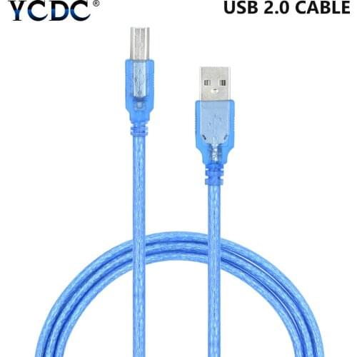 De alta velocidad USB azul transparente 2,0 Cable de impresora macho 1m 1,8 m 3m 5m 10m Cable de datos escáner para Xerox Canon