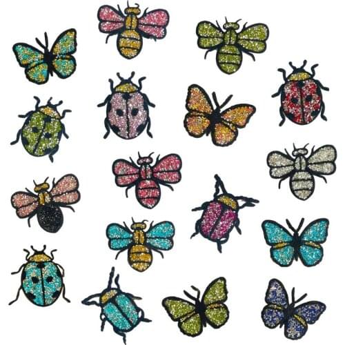 20pcs/lot Luxury Rhinestone Bead Embroidery Patch Butterfly Bee Insect Clothing Decoration Sewing Accessories Craft Diy Applique