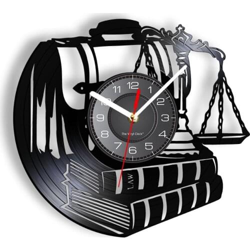 The Scales Of Justice Attorny Balance Scale Book Wall Clock For Lawyer Office Decor Vinyl Record Laser Law Student Exam Gift