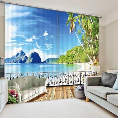 Beach Landscape Scenery Beauty Digital Photo Printing Blackout 3D Curtains for Living Room Bedding Room Hotel Drapes Cortinas