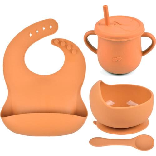 Silicone Baby Feeding Bowl Food Grade Tableware Set for Children Anti-flip Toldder Dinnerware Silicone Dishes for Baby Plate