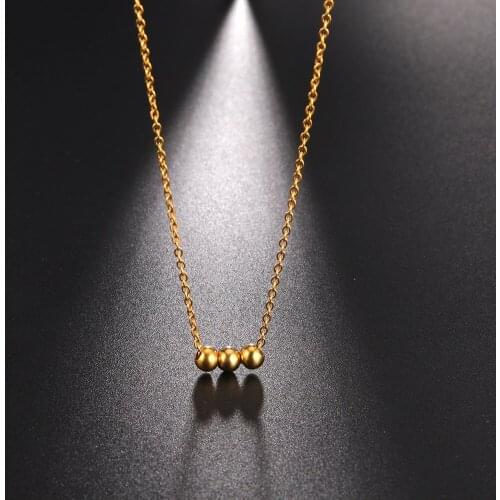 Skyrim Simple Gold Color Beads Pendant Necklace for Women Stainless Steel Chain Initia Necklaces Fashion Jewelry Gift Wholesale