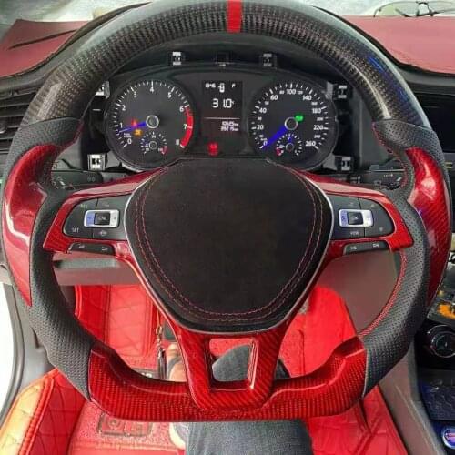 Gloss/Matt Carbon Fiber Sports Steering Wheel Perforated Leather for Volkswagen POLO Golf Touran 2016-2021