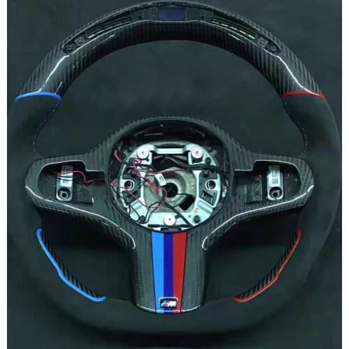 OEM Cuatomized LED Real Carbon Fiber Sports Steering Wheel Leather compatible for BMW 3/4/5/7/M3/M4/M5/X3/X4/X5/X6