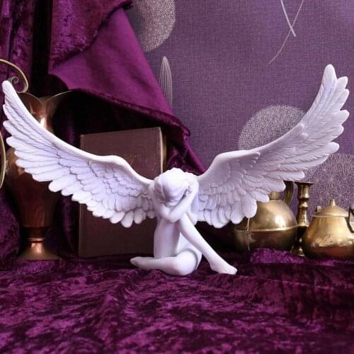 Redemption Angel Girl Statue Ornaments Wing Sculpture Decoration Remembrance Figurines Religious Garden Home Decor Accessories