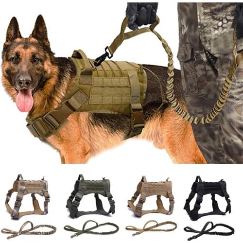 Tactical Dog Harness Vest Military Service Dog Harness Leash Set Molle Pet Training Vest For Medium Large Dogs German Shepherd