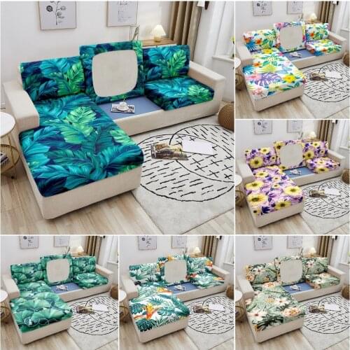 Tropical Elastic Sofa Seat Cushion Cover For Living Room Sectional Couch Seat Cover Corner Sofa Slipcover Furniture Protector