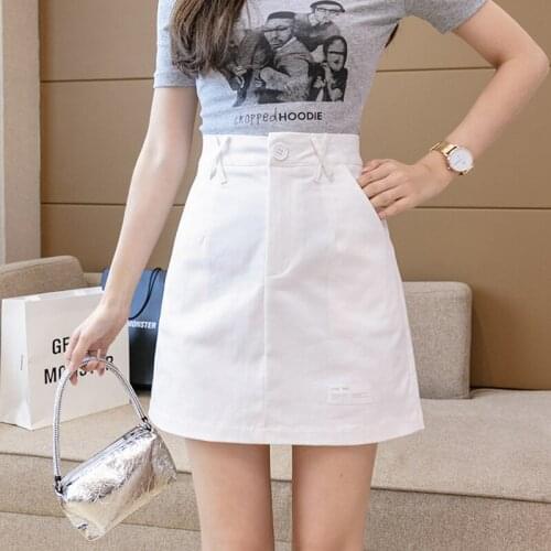 All Match Office Lady Black High Waist Skirts For Womens Clothing 2021 Summer Korean Fashion Slim Denim Cotton Basic Mini Skirt