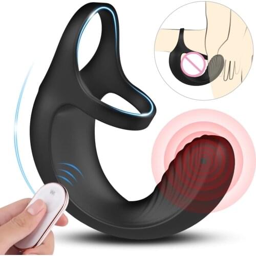 Testicle Vibrator For Men Penis Massager Ring Dildo Sex Toys For Men Chastity Belt Wireless Remote Control Male Prostate Massa