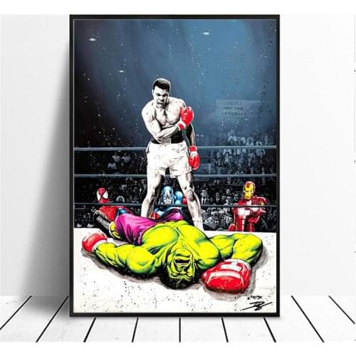 Funny Art Boxer VS Hulk Canvas Paintings on The Wall Art Marvel Graffiti Boxing Posters and Prints for Kids Room Decor NO FRAME