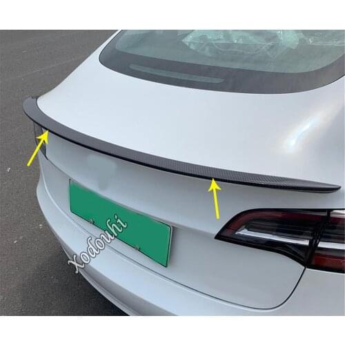 Car Body Rear Tail Spoiler Side Triangle Wing Window Bezel Trim Sticker Parts 1pcs For Tesla Model 3 Model3 2018 2019 2020 2021