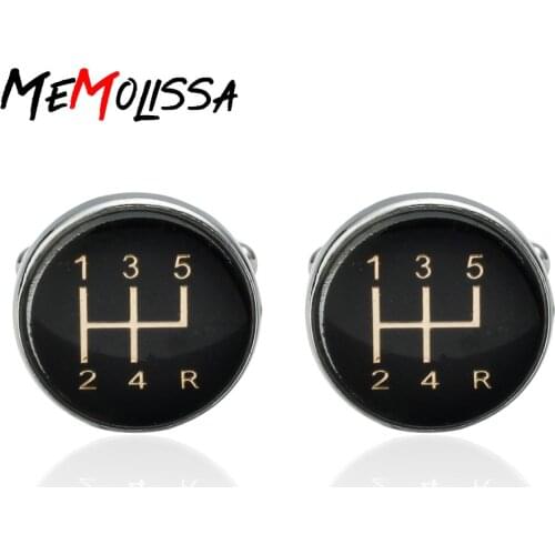 MeMolissa Fashion Car Gear Desig Black Cufflinks Round Cuff links Top Quality Wedding Cufflinks for Mens Abotoadura