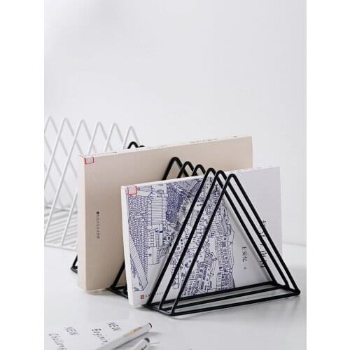 School Supplies Iron Triangle Bookshelf Student Table Book Stand Office Accessories Desk Organizer Magazine Holder