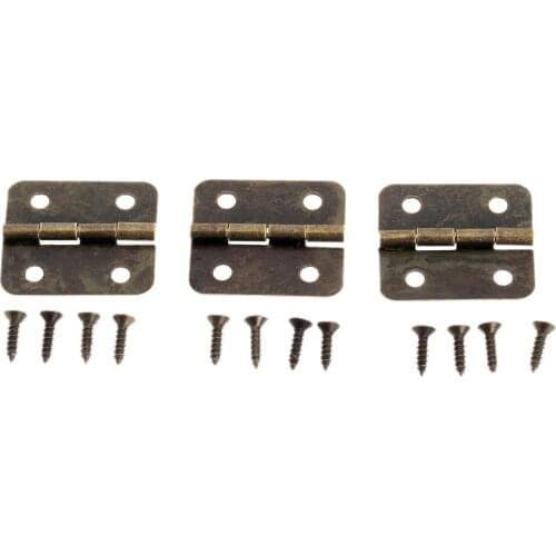12Pcs Mini Bronze Hinge Square Antique Door Hinges For Wooden Cabinet Drawer Jewellery Box Furniture Hardware