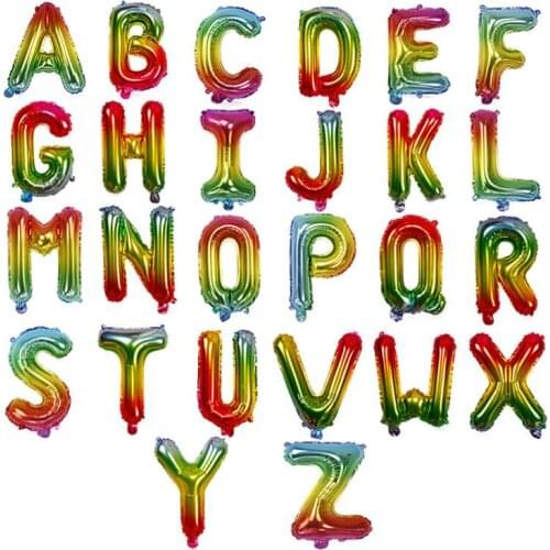 16inch Happy Childrens Birthday Balloons Foil Gradient Rainbow Number Ballons Letter Balon Helium Baloes Wedding Balloon