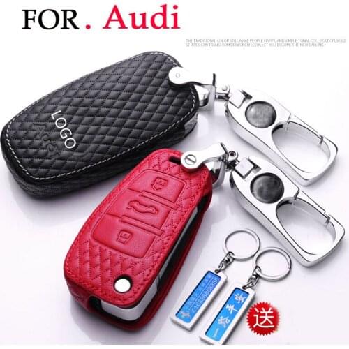 2018/2019 Car key case For Audi a1 A3 a4 a5 a6l a7 a8 q3 q5 Q7 Customizable phone number Cowhide Leather car key cover key chain