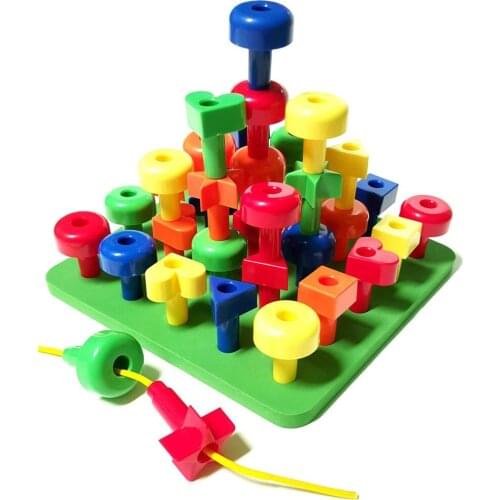 30pcs Building Blocks Recognition Pegs Kids Montessori Toy Color Matching Game Eye-Hand Coordination for Kids Children Gift