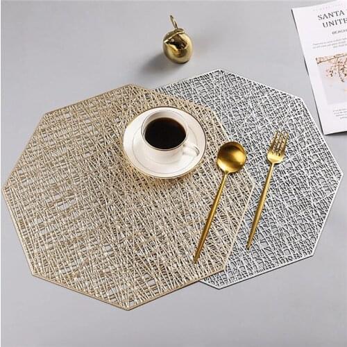4Pcs/Set Octagonal Hollow Non-slip PVC Placemat Kitchen Wedding Dinning Table Heat-insulated Coaster