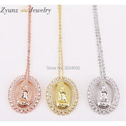 5PCS AZYZ302-6097 Charm Chain bling pave cz pendants Jewelry Jesus Necklace
