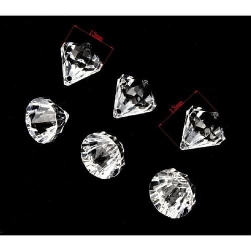 50pcs/lot 13X13mm Clear Acrylic Faceted Diamond Gems Table Vase Filler Bead For Wedding Party Home Craft DIY Decoration Favor