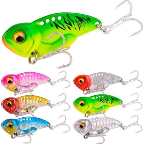 6PC Fishing Lures Wobble Metal VIB 5-14G vibration Bait For Pike Bass Trout Treble Hook Artificial Hard Baits Spinner Spoon Lure