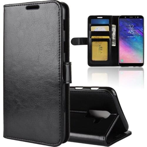 A6+ Case for Samsung Galaxy A6 Plus Cases Wallet Card Stent Book Style Flip Leather Protect Cover black A605 SM A605G A6Plus A6p