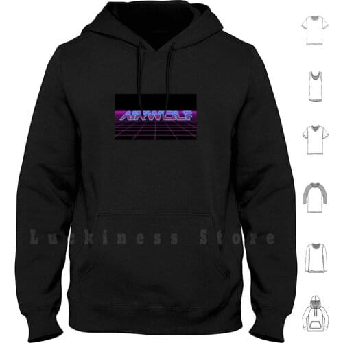 Airwolf 80s Neon Grid Hoodies Long Sleeve Airwolf W855173w 80s Vintage Retro Tv Hellicopter Grid Neon