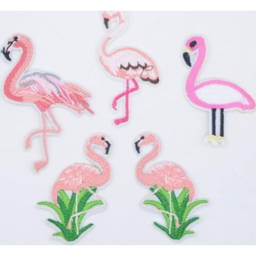 10Pcs/lot Cartoon Flamingo Appliques Iron on Supplies for DIY Hat Clothes T-shirt Jeans Backpack Decor Patches Accessories P13