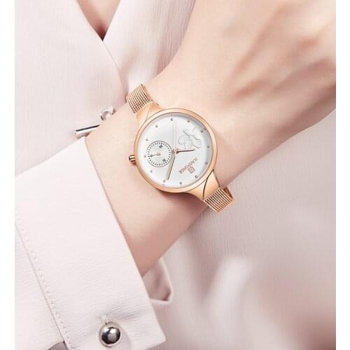 NAVIFORCE Women Watches Brand Fashion Quartz Watch Ladies Stainless Steel Mesh Strap Waterproof Girl Clock Relogio Feminino 2020