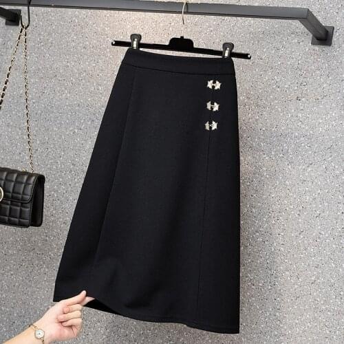 Black Midi Plus Size Oversized 5Xl Large Korean Fashion High-Waisted Vintage Summer WomenS Clothing Skirt Vetement Femme 2021