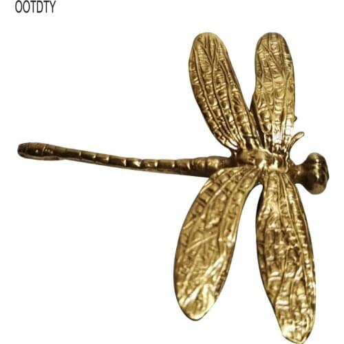 Pure Copper Dragonfly Decoration Handles Gold Drawer Cabinet Door Cupboard Wardrobe Dresser Pulls Knobs Hardware