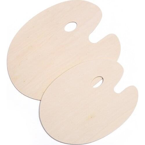 Wooden Artist Palette With Thumb Hole Oil Acrylic Paint Tray Simple Creative Horseshoe-Shaped Art Drawing Board Art Supplies