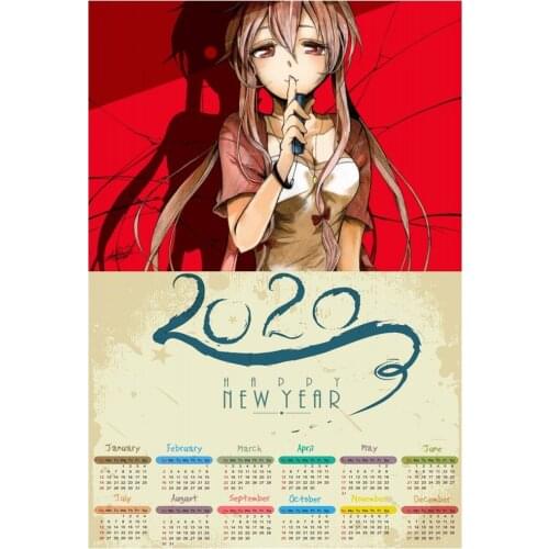 Future Diary Mirai Nikki Amano Yukiteru Gasai Yuno poster retro coated Poster Japanese Anime 2020 Calendar Poster
