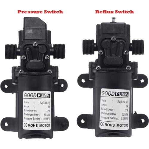 DC 12V 130PSI 6L/min Electric Water Pump Black Micro High Pressure Diaphragm Water Pump Sprayer Car Wash 12V 72W Pump