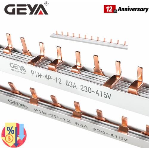 GEYA Pin Type 1.4mm Copper Busbar for Circuit breaker 12 Way MCB Connector Busbar Connection 1A-63A 1P 2P 3P 4P