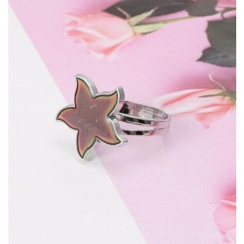 Cartoon Sea Starfish Mood Ring Temperature Emotion Feeling Rings For Women Kids