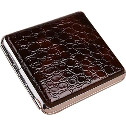 Retro Leather & Metal Cigarette Box Pouch Case Holder Tobacco Storage Container B88