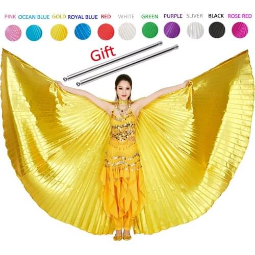 2020 Belly Dance Isis Wings Belly Dance Accessory Bollywood Oriental Egypt Egyptian Wings Costume With Sticks Adult Women Gold