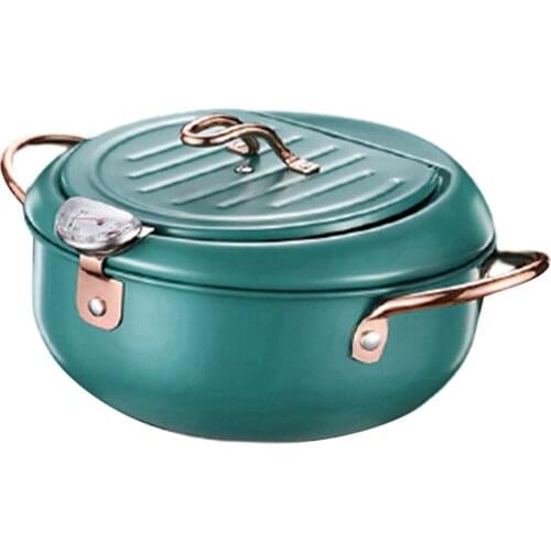 Kitchen Deep Frying Pot Thermometre Tempura Fryer Pan Cookware Cooking Tool Temperature Control Frying Pot