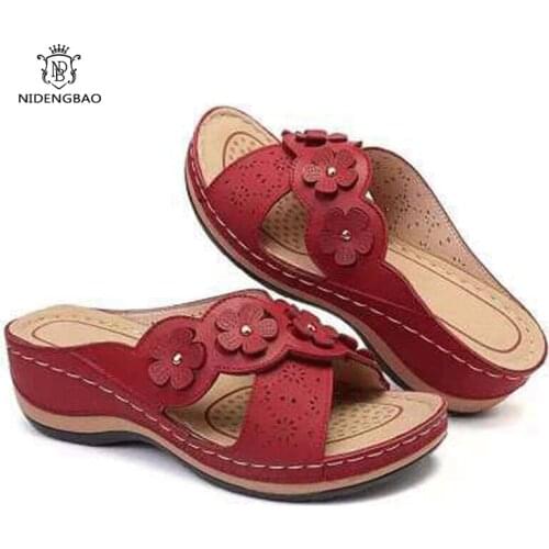 Summer Women Slippers Gladiator Flower Shoes Wedges Platform Flip Flops Beach Mules Ladies Slides Party Sandals Zapatos De Mujer