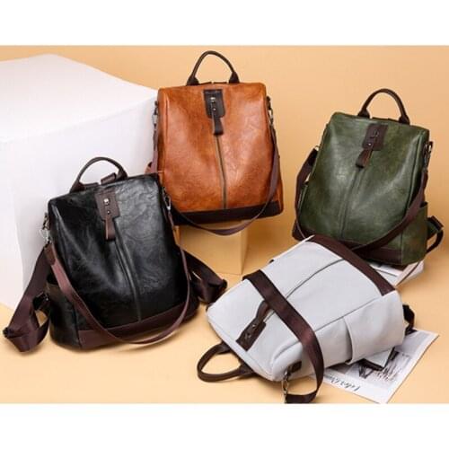 New Vintage Women Soft Leather Backpacks Ladies Large Capacity School Bags For Teenage Girls Travel BackPack