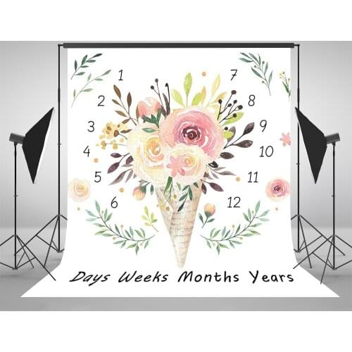Mehofoto Baby Shower Months Photo Booth Backdrops for Photography Studio Ice-Cream Background Weeks Year S-2789