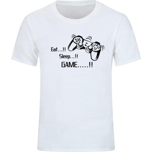Eat Sleep Game Gamer T-shirt Men Funny Printed Mens Short Sleeve T Shirt Hip Hop Crew Neck Tee Tops Camisetas Masculina
